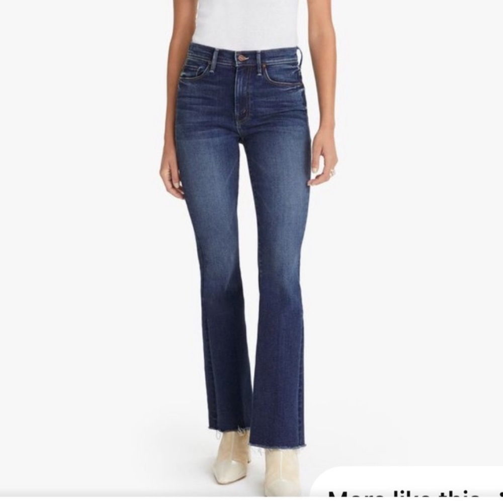 new mother weekender crop flare jeans in sweet lime dark wash